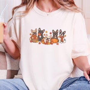 Frenchie Dog Shirt, Fall French Bulldog Gift, Cute Puppy Tee, French Bulldog Mama Shirt, Autumn Dog Lover Sweatshirt image 2