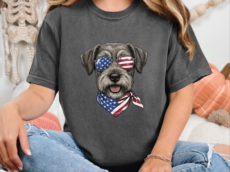Comfort Colors Patriotic Schnoodle Dog Shirt, Independence Day Dog Mom Sweatshirt, Red White Blue American Flag Dog Lover Tee, Schnoodle Dad Bild 7