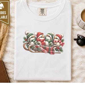 Christmas Birds Shirt, Holiday Bird Lover Gift, Winter Wildlife Tee, Cute Animal Sweatshirt, Festive Christmas Bird Shirt image 4
