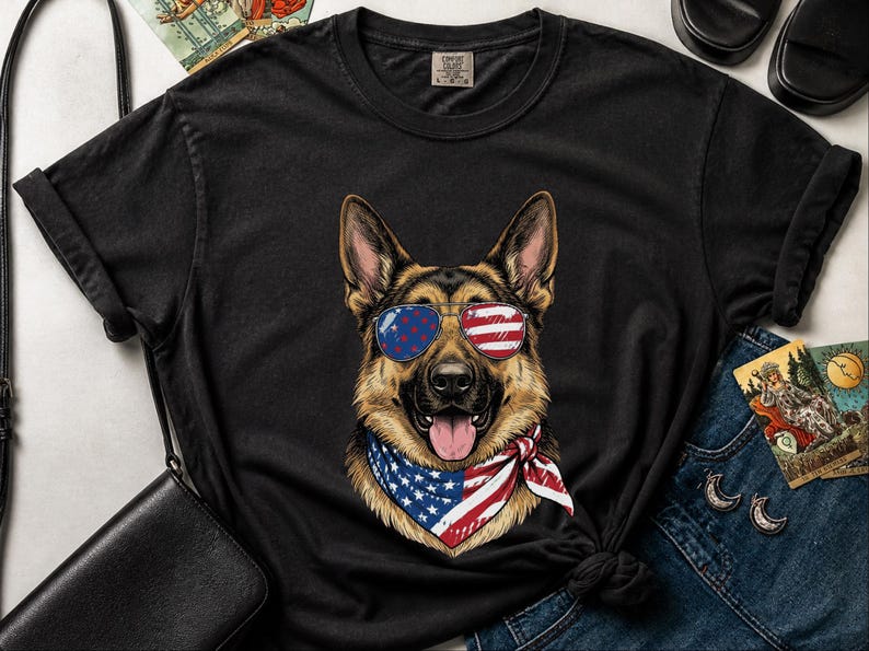 Patriotic German Shepherd Portrait image 1