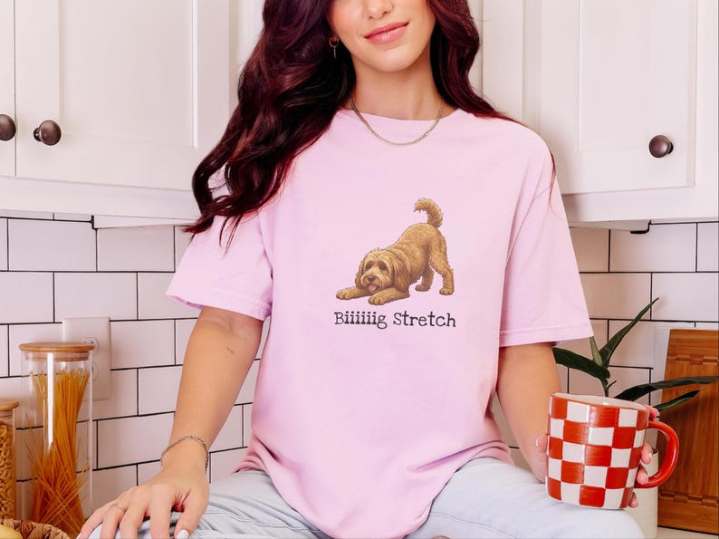 Comfort Colors Brown Doodle Dog Shirt, Biiiiig Stretch Funny Goldendoodle Print Tee, Labradoodle Dog Lover Gift, Fur Mama Puppy Present image 9