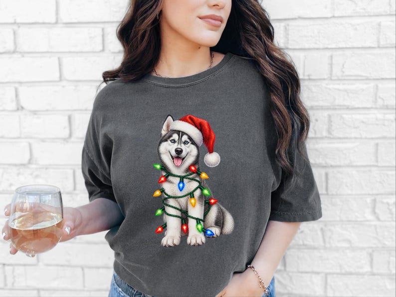 Husky Christmas Shirt, Husky Christmas Sweatshirt, Dog Christmas Gift, Holiday Dog Owner Gift, Siberian Husky Lover Tee image 6