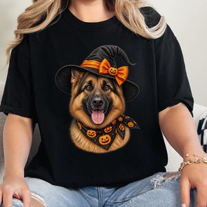 German Shepherd Halloween Shirt, Dog Mom Gift, Witch Dog Shirt, GSD Fall Tee, Spooky Dog Mom, Halloween Pet Lover image 1