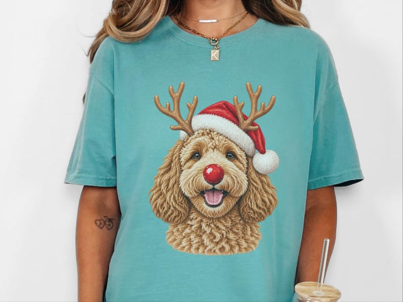 Maglietta natalizia con Cockapoo, regalo di Natale per amanti dei Cockapoo, felpa per cani per le feste, maglietta per la mamma di un Cockapoo, regalo festivo per gli amanti dei cani immagine 5