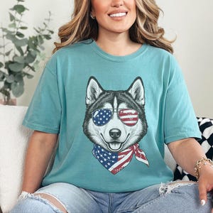 Comfort Colors Patriotic Husky Dog Shirt, Funny 4th of July Siberian Husky Tee, American Flag USA Dog Mom Shirt, Independence Day Siberian image 8