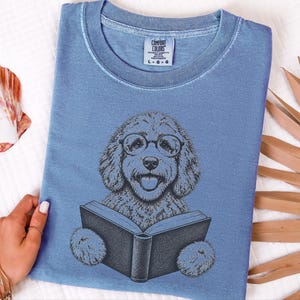 Labradoodle Reading Shirt, Bookish Dog Lover Gift, Labradoodle Dad Tee, Reading Dog Shirt, Bookworm Outfit image 9