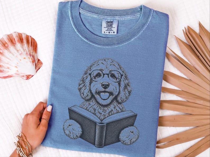 Labradoodle Reading Shirt, Bookish Dog Lover Gift, Labradoodle Dad Tee, Reading Dog Shirt, Bookworm Outfit image 9