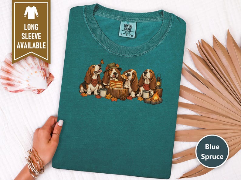 Basset Hound Shirt, Fall Camping Gift, Autumn Hound Dog Tee, Basset Hound Mom Sweatshirt, Camping Dog Lover Gift Bild 5
