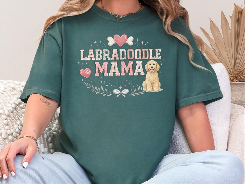 Comfort Colors Labradoodle Gift Tee, Labradoodle Mama Shirt for Women, Funny Fur Mama T-Shirt, Doodle Mom Owner Present for Pets image 1