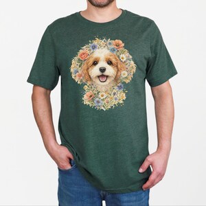 Cavapoo Mom Shirt, Cavapoo Floral Face Tee, Cute Dog Art, Dog Lover Gift for Owners, Poodle Cross Puppy, Floral Dog Design, Cavapoo Dad Gift imagen 6