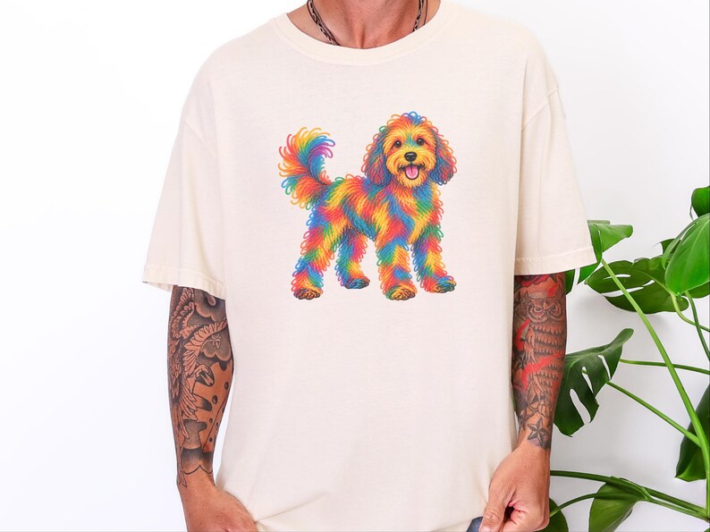Cavapoo Shirt, Cavapoo Mom Gift, Colorful Dog Tee, Doodle Dog Art, Rainbow Puppy Graphic, Pet Lover Shirt image 8