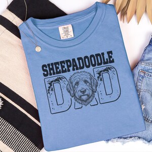 Comfort Colors Sheepadoodle Dad Tshirt for Men, Personalized Pet Portrait Tee, Funny Retro Dog Owner Apparel, Funny Graphic Tee image 7