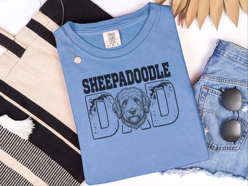 Comfort Colors Sheepadoodle Dad Tshirt for Men, Personalized Pet Portrait Tee, Funny Retro Dog Owner Apparel, Funny Graphic Tee image 7