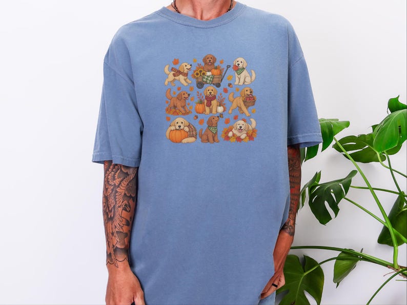 Golden Retriever Fall Shirt, Golden Retriever Gift, Autumn Dog Lover Tee, Pumpkin Patch Sweatshirt image 1