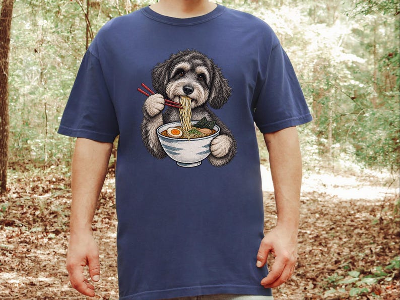 T-shirt Schnoodle Ramen, Cadeau pour propriétaire de Schnoodle, T-shirt pour amoureux des ramen, Cadeau pour maman de chien, T-shirt cuisine japonaise, T-shirt pour gourmand de nouilles image 4