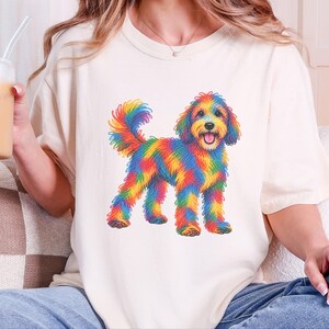 Sheepadoodle Shirt, Sheepadoodle Gift, Colorful Dog Art, Sheepadoodle Mom, Scribble Print, Pet Portrait Tee, Dog Lover Shirt image 8
