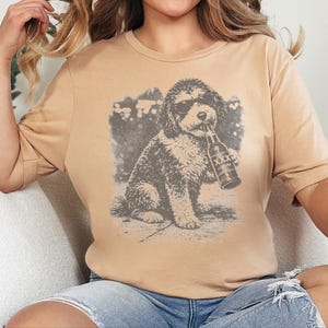 Bernedoodle Tee, Funny Bernedoodle Drinking Beer T-Shirt, Cartoon Dog, Dog Dad Gift, Beer Lover imagen 5