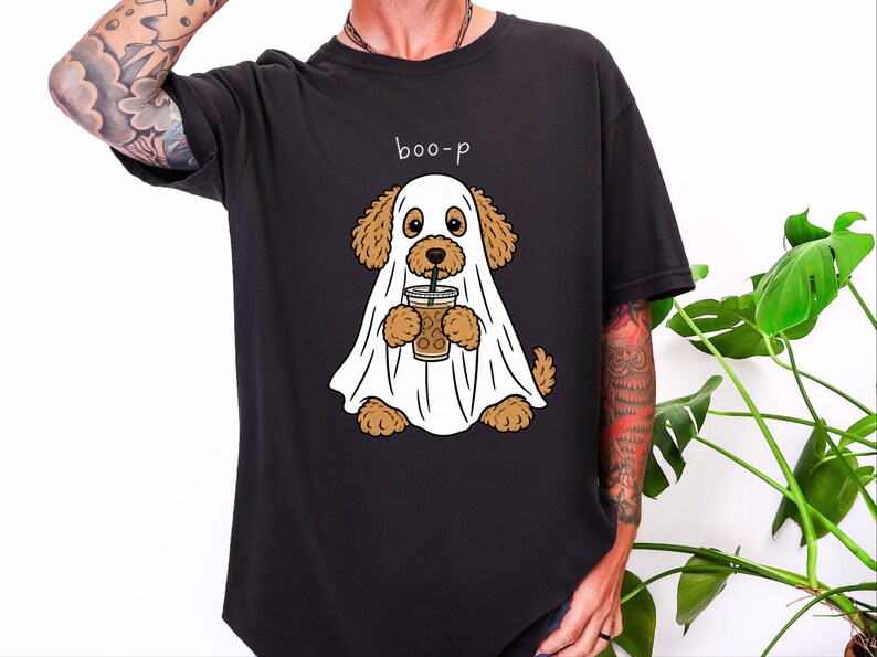 Goldendoodle Halloween Shirt, Ghost Dog Tee, Spooky Puppy Shirt, Dog Lover Gift, Boo P T Shirt image 5