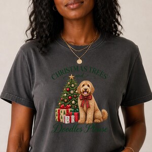 Kerstshirt voor honden, kerstcadeau voor Labradoodles, kerstbomen en doodles, trui voor hondenmoeders, T-shirt voor Labradoodle-liefhebbers, feestelijke top voor huisdiereigenaren afbeelding 7