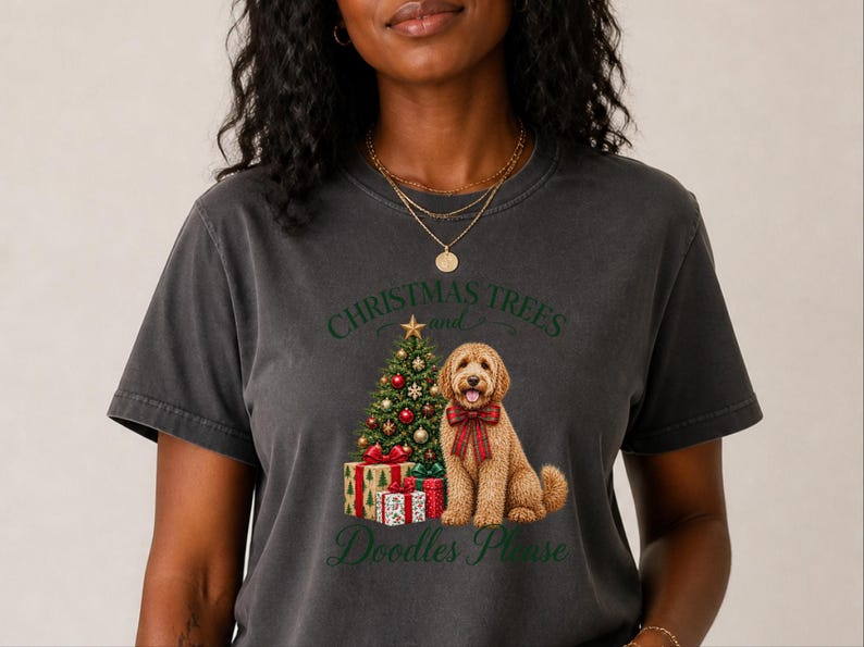Kerstshirt voor honden, kerstcadeau voor Labradoodles, kerstbomen en doodles, trui voor hondenmoeders, T-shirt voor Labradoodle-liefhebbers, feestelijke top voor huisdiereigenaren afbeelding 7