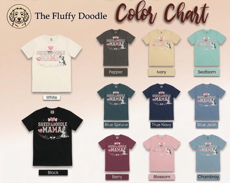 Comfort Colors Sheepadoodle Mama Tee, Doodle Mama Gift Shirt, Dog Mom Womens Summer Top, Sheepadoodle Lover Pet Parent Funny Graphic Tee afbeelding 9