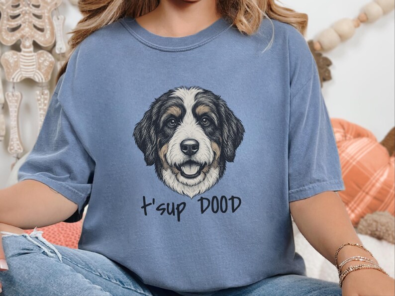 Comfort Colors Bernedoodle T-Shirt, T'sup Dood Dog Owner Tee, Tri-Color Bernese Mountain Dog Mix Shirt, Goldendoodle Sheepadoodle Doodle bild 12
