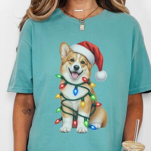 Kersttrui met Corgi-print, kerstshirt voor honden, kerstcadeau voor Corgi's, T-shirt voor hondenliefhebbers, cadeau voor Corgi-moeders afbeelding 1