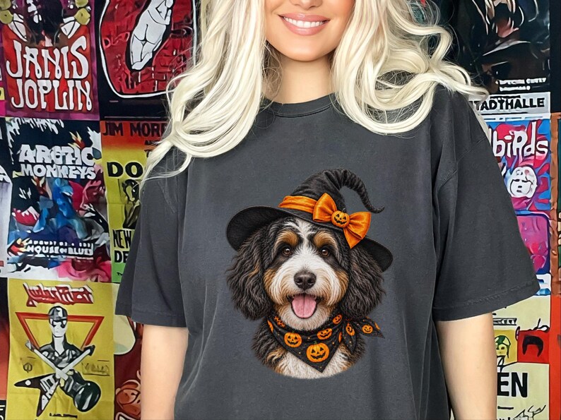 Bernedoodle Dog Halloween Shirt, Bernedoodle Mom Gift, Witch Dog Shirt, Spooky Dog Mom, Halloween Dog Lover Gift image 7