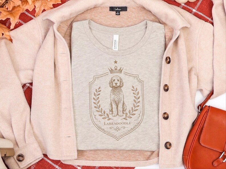 Golden Labradoodle Royal Crest Shirt, Regal Pet Art Goldendoodle Hoodie, King Dog Portrait Labradoodle Tee, Dog Lover Gift image 3