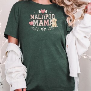 Maltipoo Mama Shirt, Cute Maltipoo Mom Soft Cotton Tee, Maltese Poodle Owner Graphic Apparel, Fur Mama Dog Breed Top, Maltipoo Owner Gift image 6