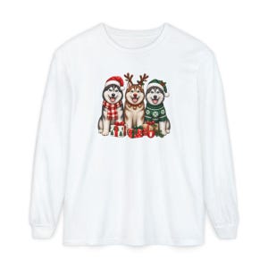 Husky Christmas Sweatshirt, Siberian Husky Holiday Gift, Dog Lover Winter Shirt, Festive Puppy Crewneck, Husky Mom Present image 14