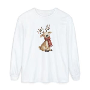 Whimsical Reindeer Christmas Shirt, Cozy Holiday Deer Sweatshirt, Cute Woodland Winter Tee image 14