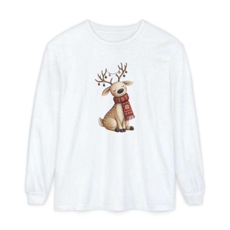 Whimsical Reindeer Christmas Shirt, Cozy Holiday Deer Sweatshirt, Cute Woodland Winter Tee image 14