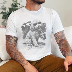 Cavapoo Drinking Beer Shirt | Funny Dog Tee, Silly Pet Portrait, Animal Lover Jumper for Cavapoo Mom, Silly Dog Shirt, Cavapoo Mom Shirt image 5