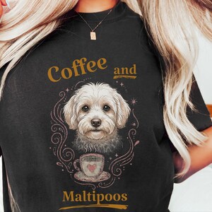 Comfort Colors Maltipoo Mom Shirt, Coffee And Maltipoos Tee, Dog Mama Gift, Vintage Dog Lover Tee, Maltese Poodle Mix, Cozy Tea Lover image 9