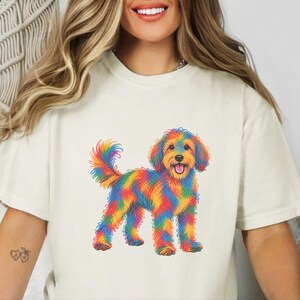 Aussiedoodle Shirt, Colorful Dog Art, Doodle Dog Gift, Aussiedoodle Mom Shirt, Rainbow Dog Lover Tee image 5