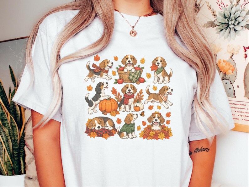 Beagle Fall Dog Shirt, Cute Autumn Puppy Tee, Beagle Mom Gift, Fall Dog Owner Shirt, Cozy Puppy Lover Sweatshirt image 8
