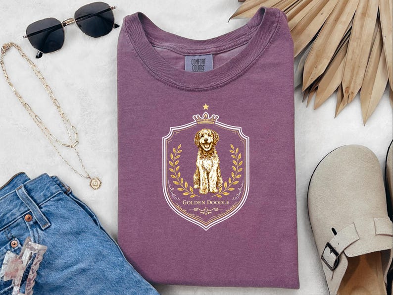 Comfort Colors Doodle Dog Gift, Curly Dog Mom Tee, Goldendoodle Dad Vintage Dog Graphic, Funny Pet Lover Animal Person Shirt, 90s Animal Tee image 3