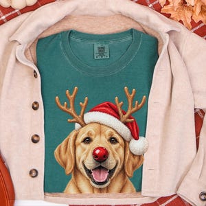 Christmas Dog Shirt, Yellow Lab Gift, Holiday Dog Sweater, Lab Mom Sweatshirt, Santa Paws Christmas image 8