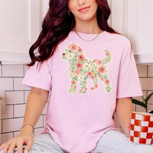 Comfort Colors Cockapoo Silhouette Floral Shirt, Dog Mom Gift, Botanical Pet Lover Tee, Puppy Owner Present, Vintage Fur Baby image 5