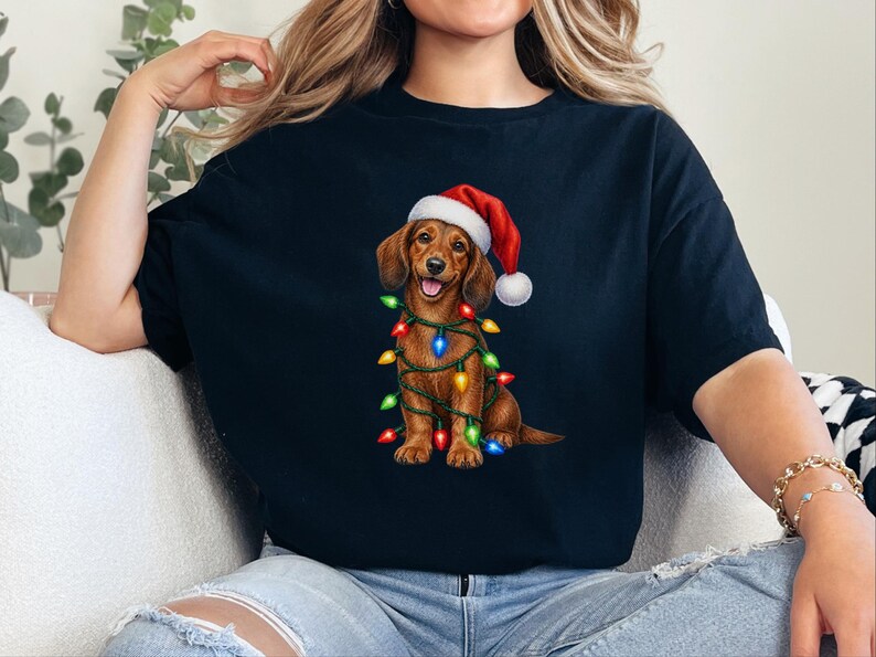 Christmas Dachshund Shirt, Dog Christmas Gift, Dachshund Xmas Sweatshirt, Holiday Dog Tee, Doxie Lover Present image 10