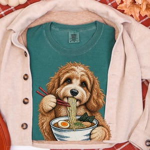 Koszulka Cavapoo, prezent dla miłośnika Cavapoo, koszulka z ramenem, prezent dla mamy Cavapoo, koszulka dla miłośnika makaronu, prezent dla japońskiego jedzenia, bluza z ramenem zdjęcie 5