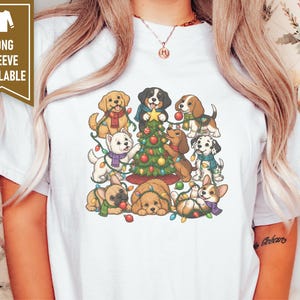 Christmas Dog Shirt, Holiday Puppies Gift, Festive Dogs Tee, Cute Puppy Christmas Sweater, Dog Lover Gift Idea image 4