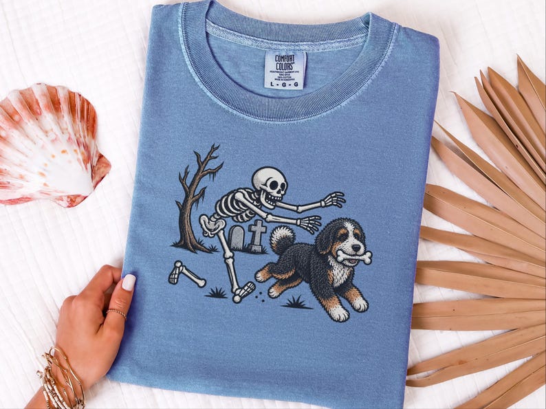 Bernedoodle Dog Shirt, Skeleton Dog Shirt, Halloween Pet Gift, Funny Bernedoodle Shirt, Halloween Dog Tee, Bernedoodle Mom Gift image 10