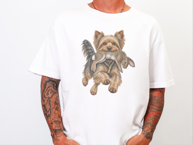 Yorkshire-Terrier-Shirt, Geschenk für Yorkshire-Terrier-Fans, Vintage-Hundemotiv, Jagdhund-Shirt, Arbeitshund-Shirt, Bootleg-Hunde-Shirt, Lustiges Yorkshire-Terrier-Geschenk Bild 5