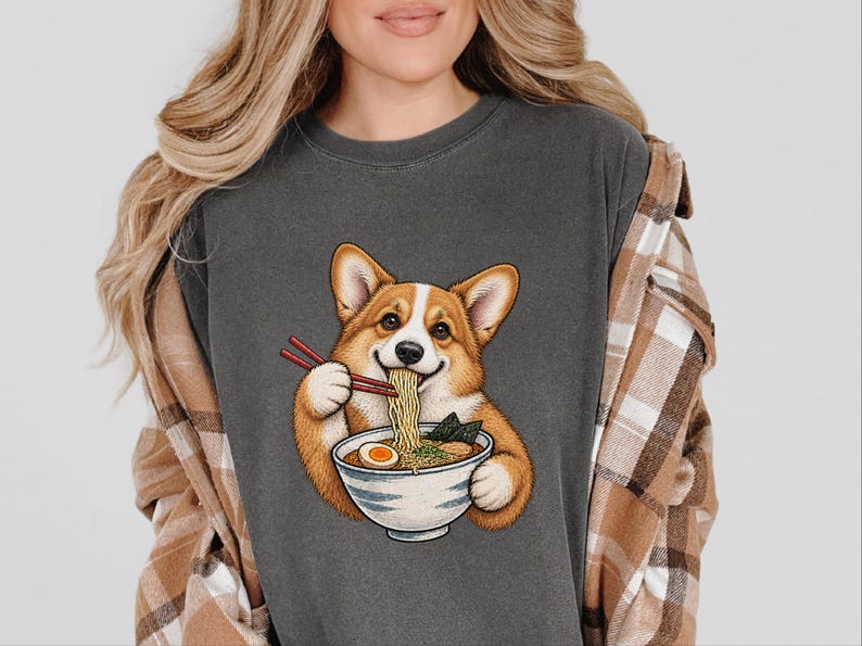 Corgi Shirt, Corgi Lover Gift, Ramen Lover T Shirt, Japanese Food Tee, Corgi Mom Shirt, Dog Humor Shirt image 3