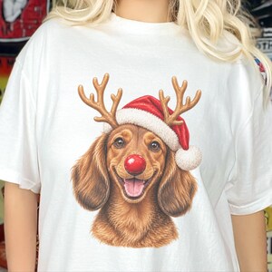Weihnachtsshirt mit Dackel, Weihnachtsgeschenk für Dackel, Festlicher Hundepullover, Dackel-Mama-Shirt, Festliches T-Shirt für Hundeliebhaber Bild 7