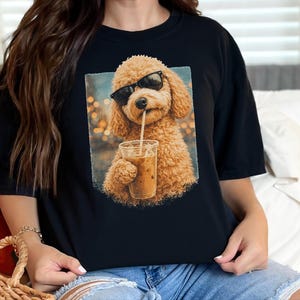 Comfort Colors Iced Coffee Goldendoodle Tee | Funny Cool Dog Shirt | Summer Fashion | Doodle Mom Dad Pet Owner, Iced Coffee Tee image 12
