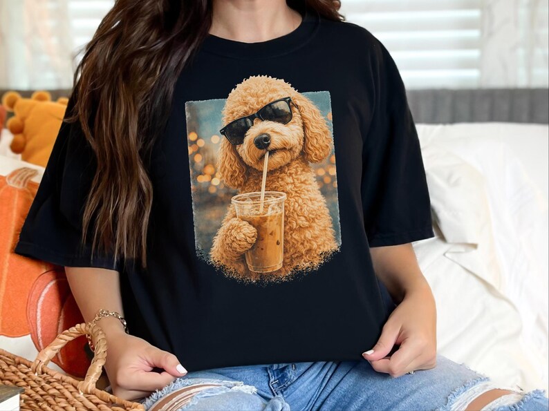 Comfort Colors Iced Coffee Goldendoodle Tee | Funny Cool Dog Shirt | Summer Fashion | Doodle Mom Dad Pet Owner, Iced Coffee Tee image 12