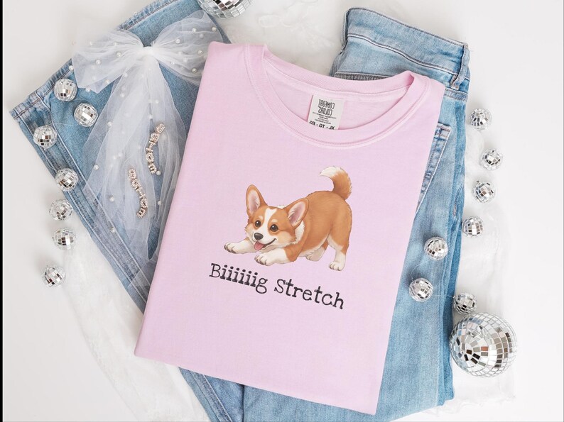 Comfort Colors Energetic Dog Biiiiig Stretch Corgi Tee, Corgi Fan Gift, Funny Animal Person Shirt, Pembroke Welsh Corgi Lover, Dog Owner image 2